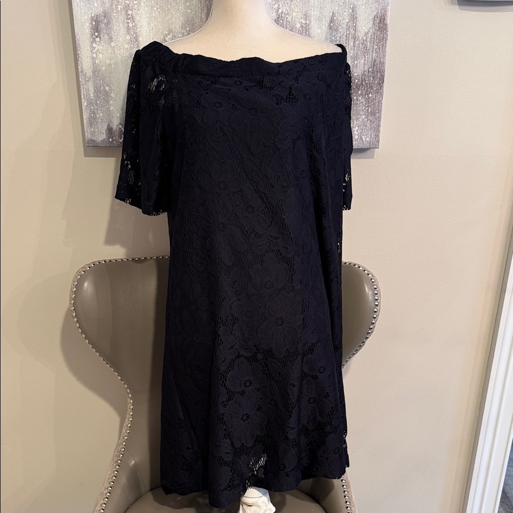 Donna Morgan Navy Lace Off-Shoulder Dress NWT size 14